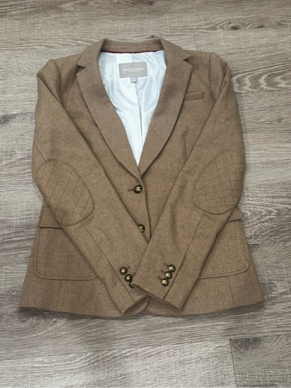 Banana Republic Hacking Jacket Women’s Size 4 Tan Brown Wool Blend Equestrian